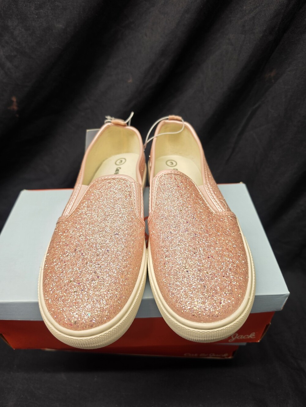 Cat & Jack Charlotte Glitter Slip-On Sneakers Girls Kids Size 3 Pink NWT Box